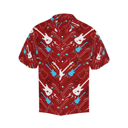 Electical Guitar Red Pattern Mens All Over Print Hawaiian Shirt