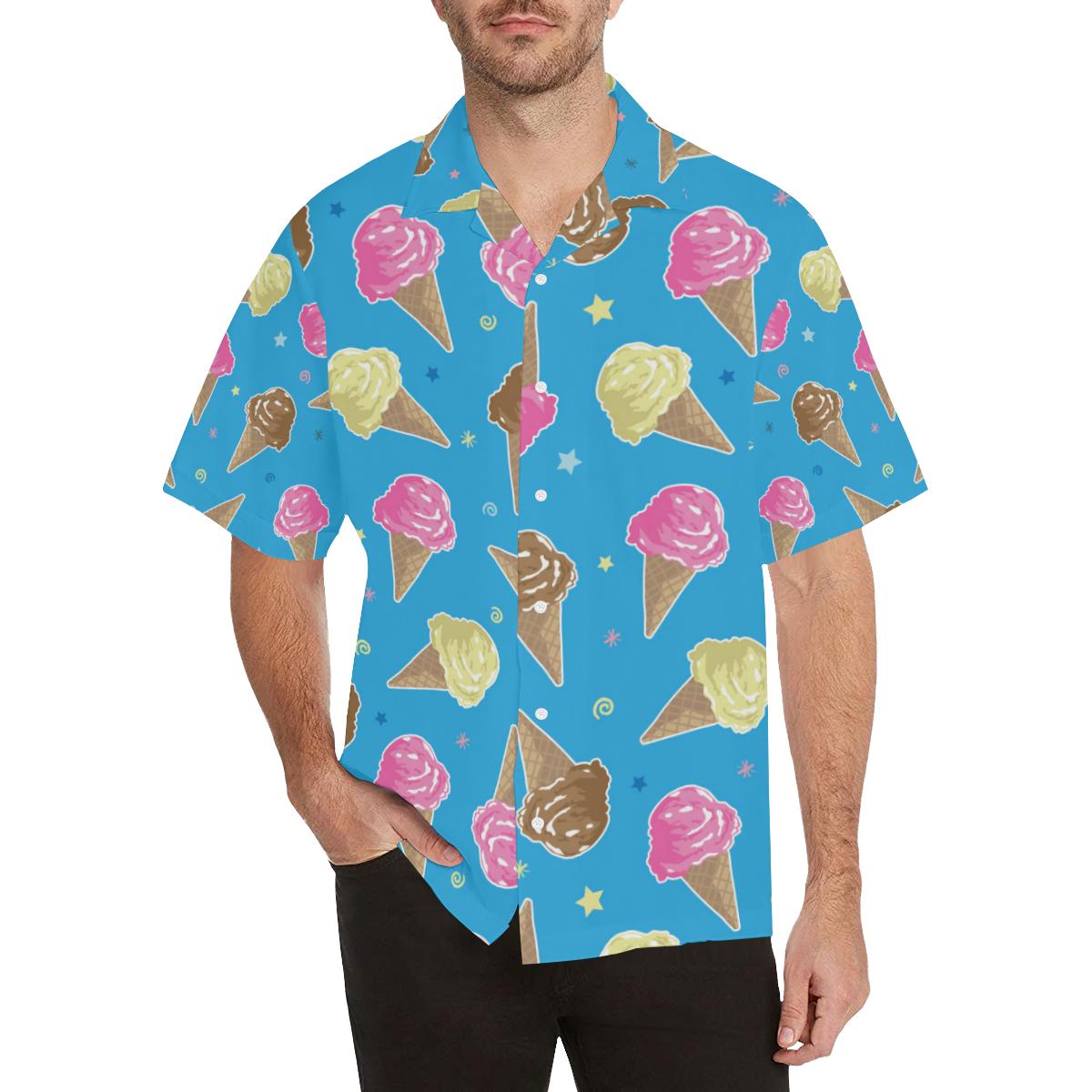 Ice Cream Pattern Print Design Hawaiian Shirt