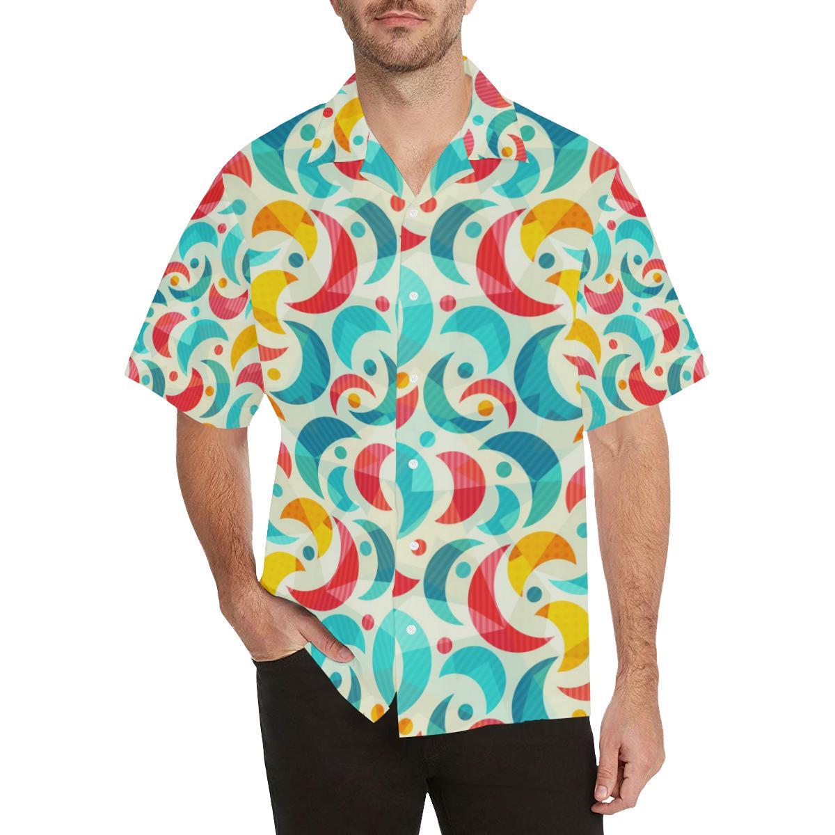 Colorful Moon Pattern Mens All Over Print Hawaiian Shirt