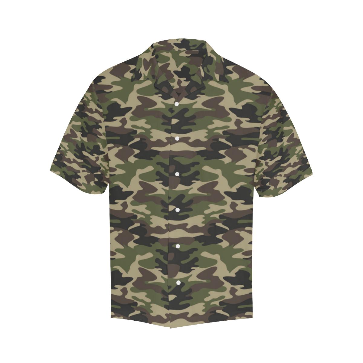 Dark Green Camouflage Pattern Mens All Over Print Hawaiian Shirt