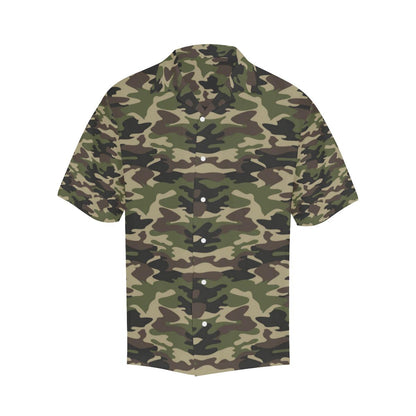 Dark Green Camouflage Pattern Mens All Over Print Hawaiian Shirt