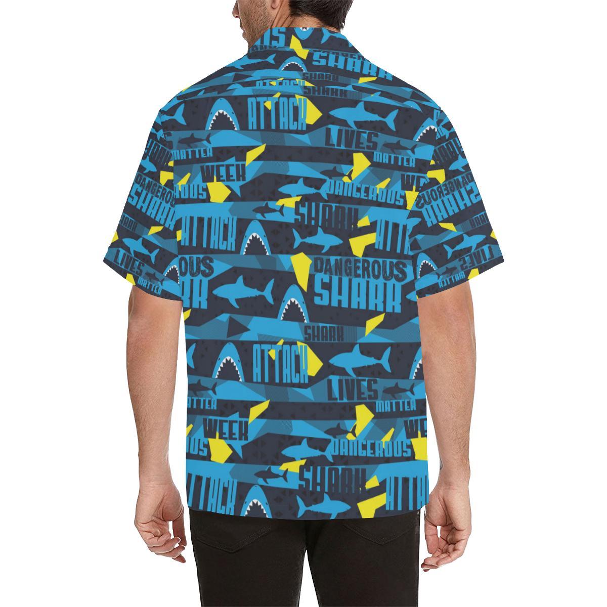 Shark Dangerous Mens All Over Print Hawaiian Shirt