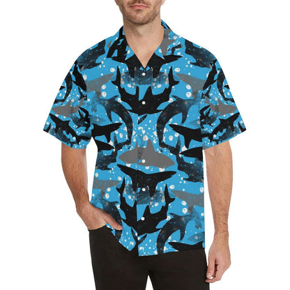 Shark Pattern Background Mens All Over Print Hawaiian Shirt