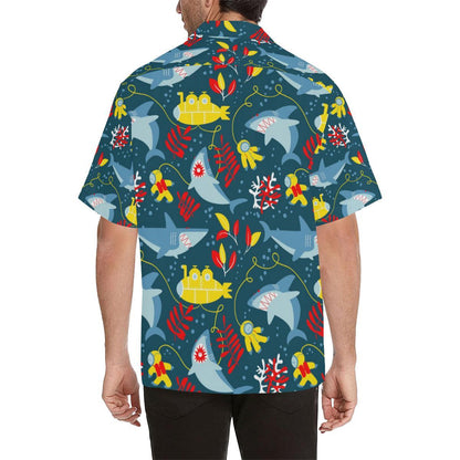 Shark Pattern Mens All Over Print Hawaiian Shirt