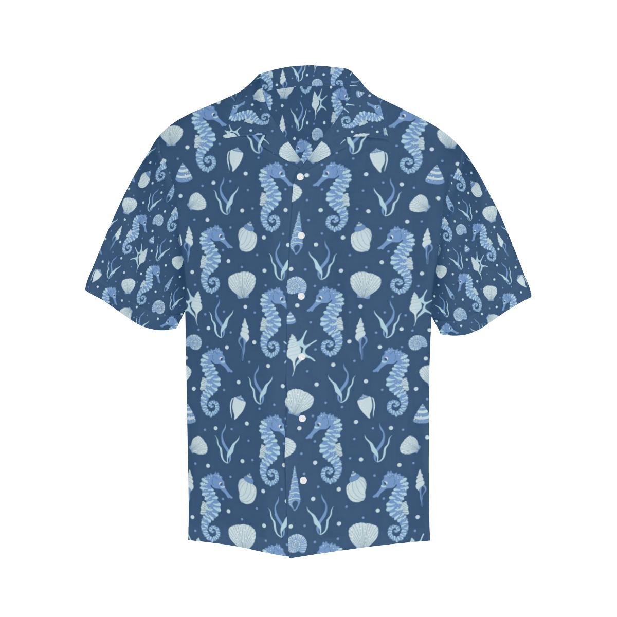 Seahorse Shell Pattern Mens All Over Print Hawaiian Shirt