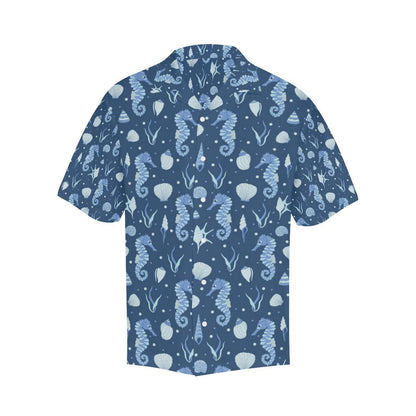 Seahorse Shell Pattern Mens All Over Print Hawaiian Shirt