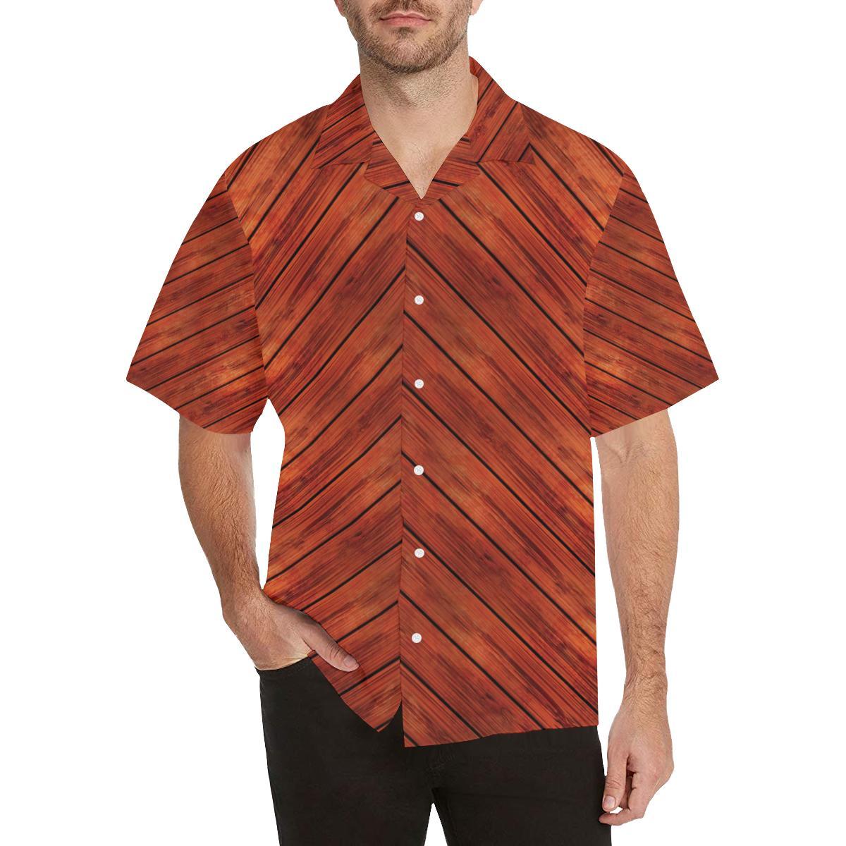 Wood Printed Pattern Print Design 03 Mens All Over Hawaiian Shirt