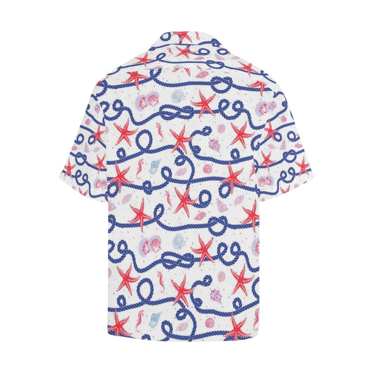 Starfish Shell Rope Pattern Mens All Over Print Hawaiian Shirt