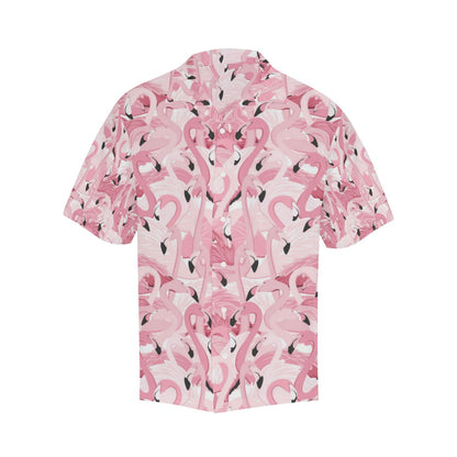 Pink Flamingos Pattern Background Mens All Over Print Hawaiian Shirt