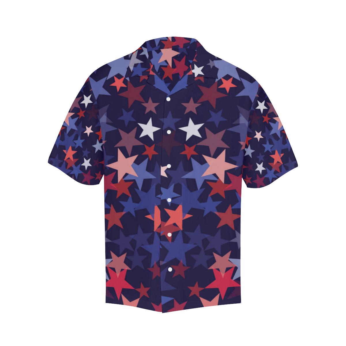 Red Blue Star Pattern Mens All Over Print Hawaiian Shirt