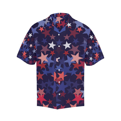 Red Blue Star Pattern Mens All Over Print Hawaiian Shirt