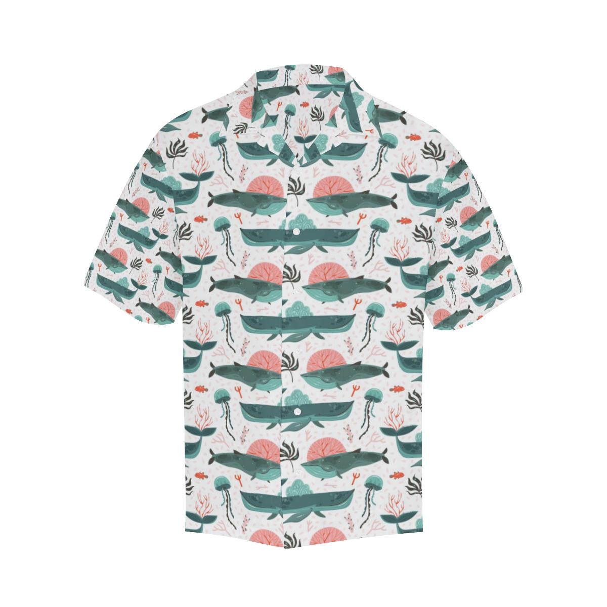 Whale Jelly Fish Pattern Mens All Over Print Hawaiian Shirt