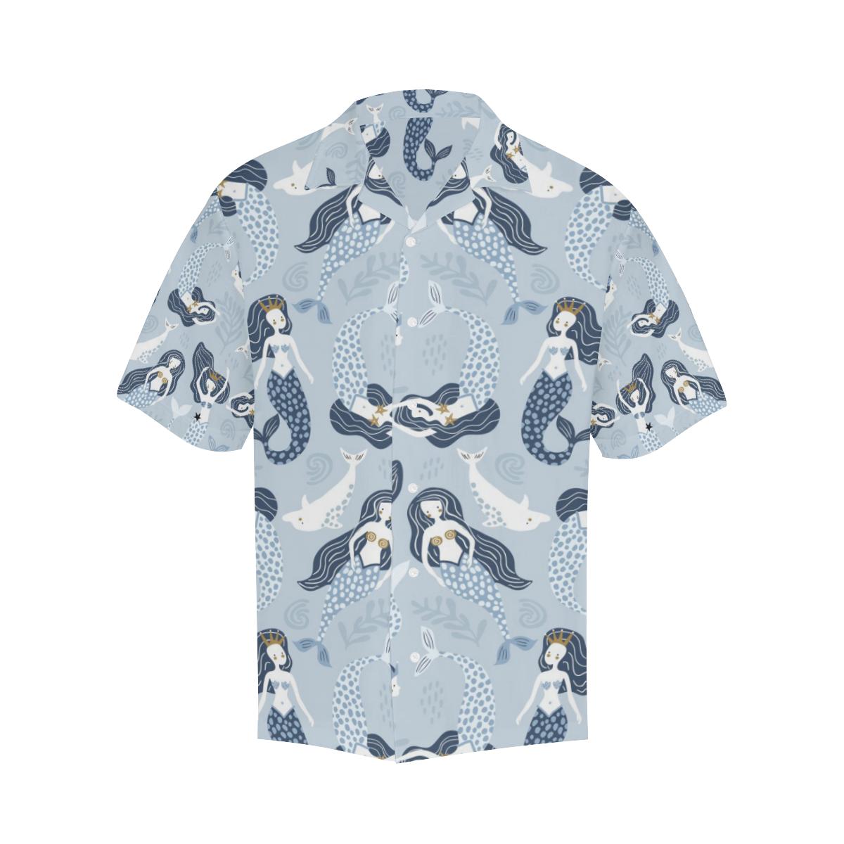 Mermaid Dolphin Pattern Mens All Over Print Hawaiian Shirt