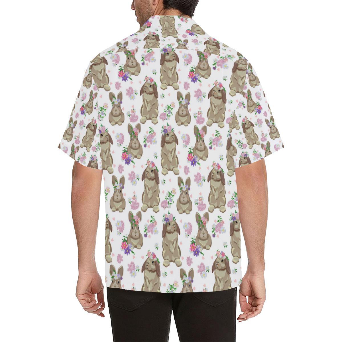 Rabbit Pattern Mens All Over Print Hawaiian Shirt