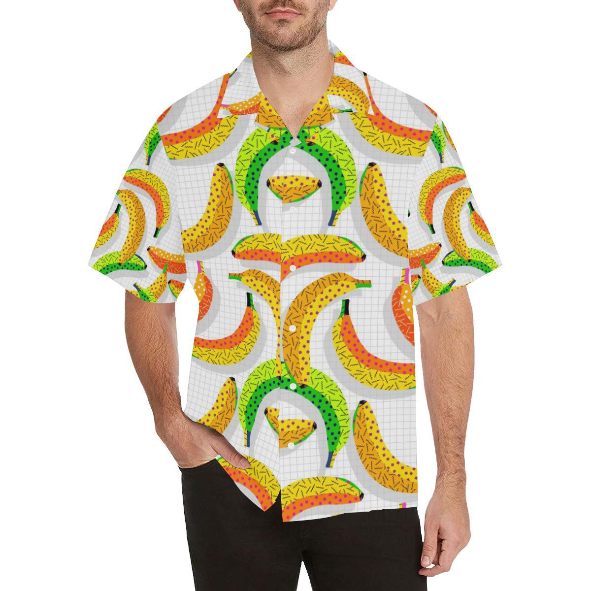 Banana Geometric Pattern Mens All Over Print Hawaiian Shirt