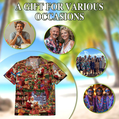 Santa Claus Workshop Hawaiian Shirt for Men, Button Down Aloha Shirt - Azhawaiian
