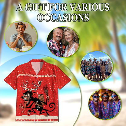 Krampus Christmas Hawaiian Shirt for Men, Button Down Aloha Shirt - Azhawaiian