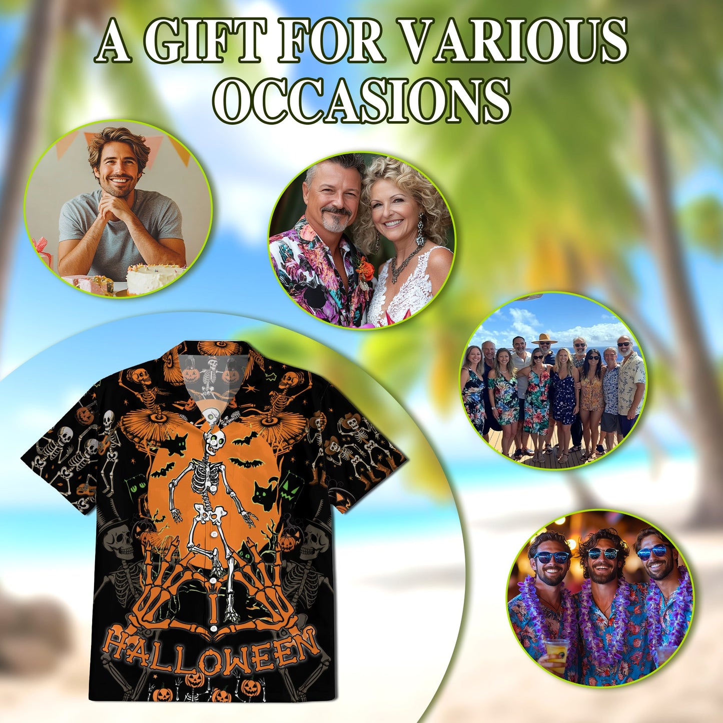 Dancing Ghost Halloween Hawaiian Shirt for Men, Button Down Aloha Shirt - Azhawaiian