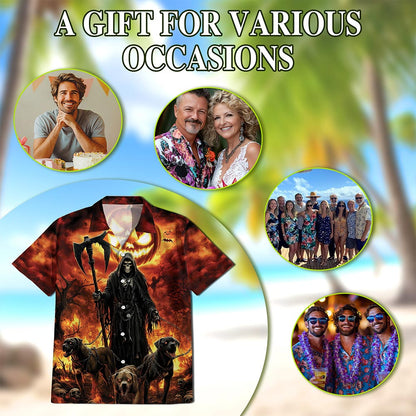 Grim Reaper Hawaiian Shirt for Men, Button Down Aloha Shirt - Azhawaiian