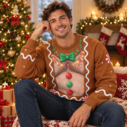 Hairy Chest Gingerbread Sweatshirt – Funny Christmas Candy Graphic 3D All Over Print Design