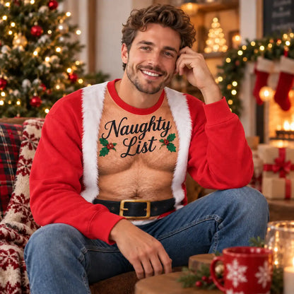 Hairy Chest Christmas Sweatshirt – Funny Ugly Christmas Santa 3D All Over Print Design