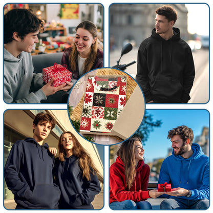 Christmas Quilt Pattern All Over Print Hoodie, Patchwork Style Graphic Design