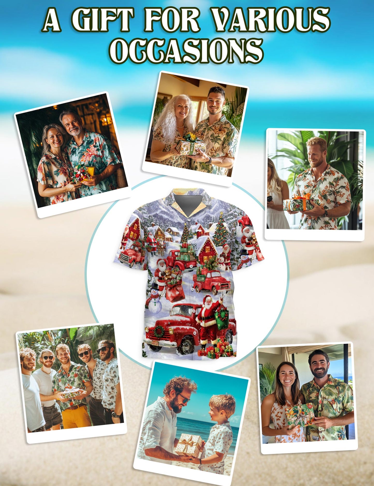 Christmas Red Truck Hawaiian Shirt for Men, Button Down Aloha Shirt - Azhawaiian