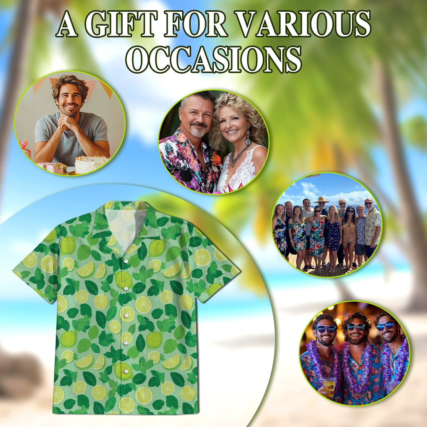 Lemon Pattern Hawaiian Shirt for Men, Button Down Aloha Shirt - Azhawaiian
