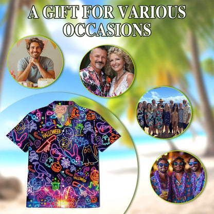 Neon Hawaiian Shirt for Men, Button Down Aloha Shirt - Azhawaiian