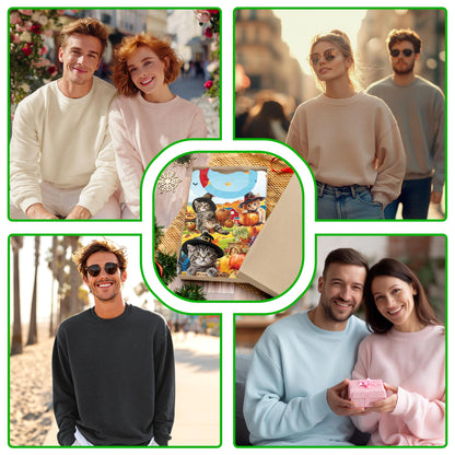 Thanksgiving Cat Autumn Sweatshirt – Colorful Graphic 3D All Over Print Design