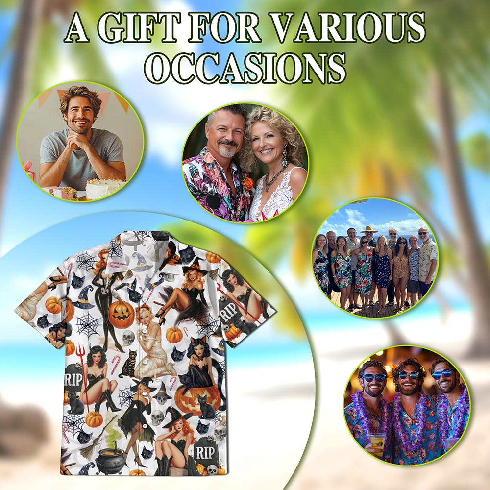 Pinup Girls Hawaiian Shirt for Men, Button Down Aloha Shirt - Azhawaiian