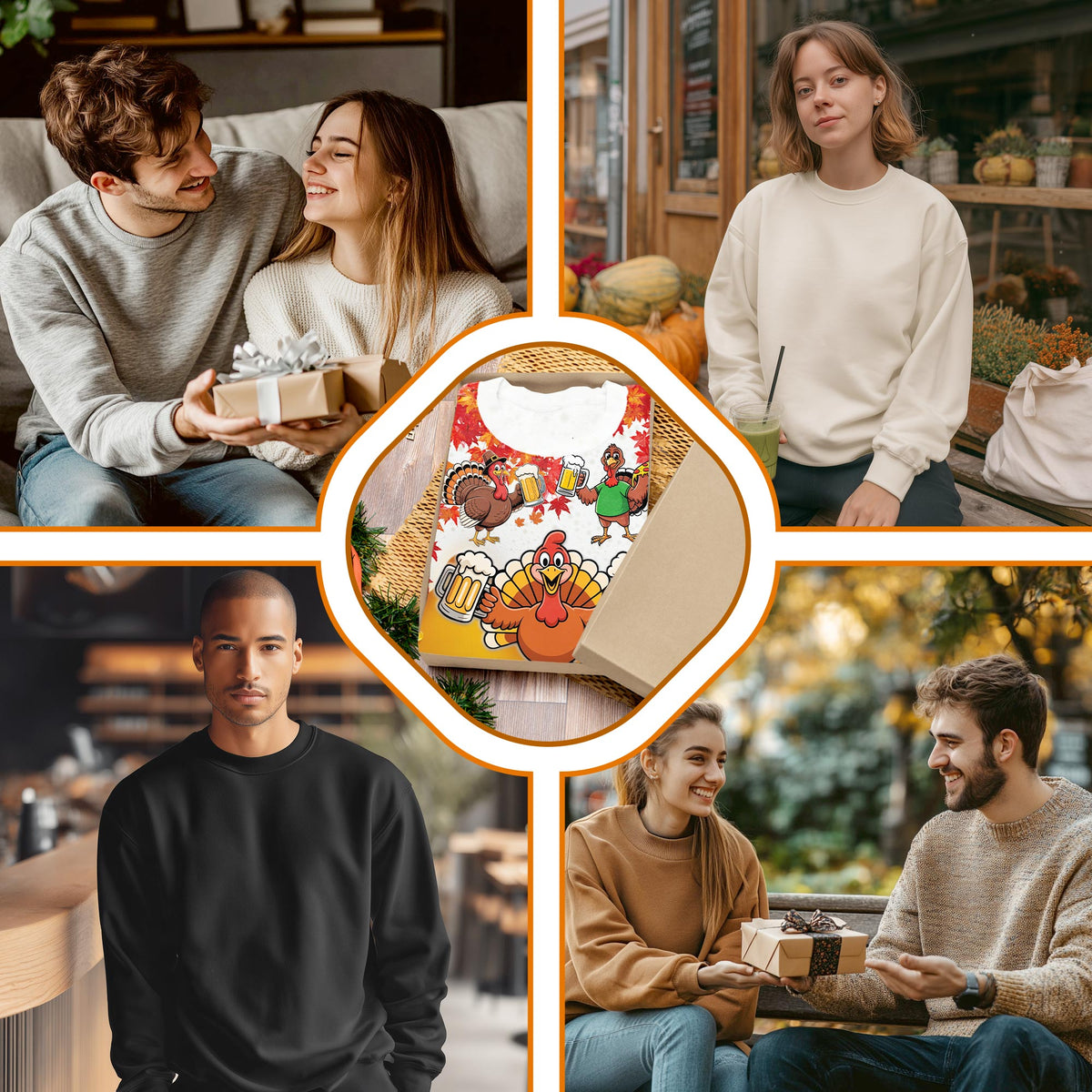 Funny Thanksgiving Turkey Beer Unisex Sweatshirt – Colorful Graphic 3D All Over Print Design