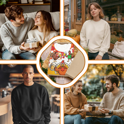 Funny Thanksgiving Turkey Beer Unisex Sweatshirt – Colorful Graphic 3D All Over Print Design