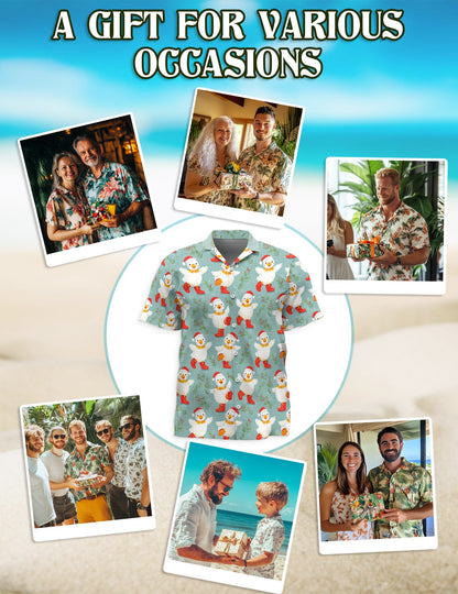 Snowy Christmas Duck Hawaiian Shirt for Men, Button Down Aloha Shirt - Azhawaiian