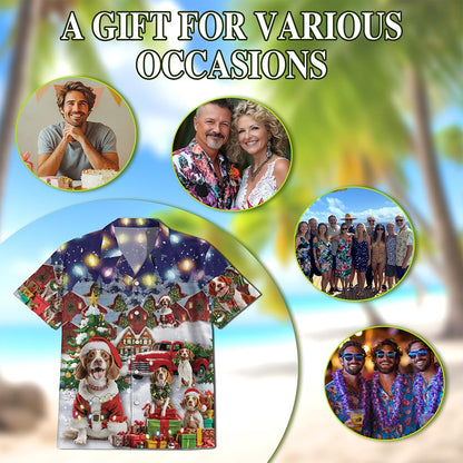 Brittany Spaniel Christmas Hawaiian Shirt for Men, Button Down Aloha Shirt - Azhawaiian