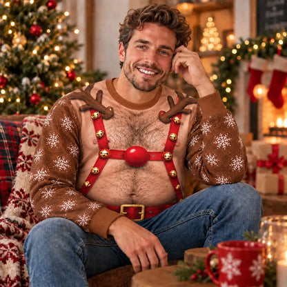 Hairy Chest Reindeer Sweatshirt – Funny Rudolph Christmas Costume 3D All Over Print Design