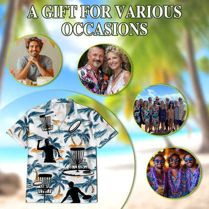 Tropical Disc Golf Hawaiian Shirt for Men, Button Down Aloha Shirt - Azhawaiian