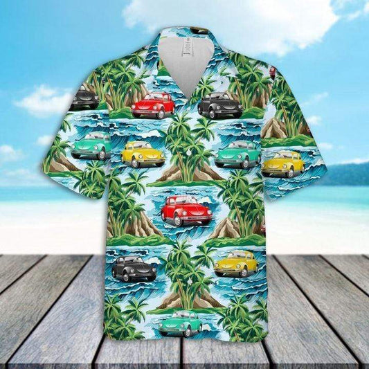 Tropical Island Multi Color Cars Hawaiian Shirts #Dh