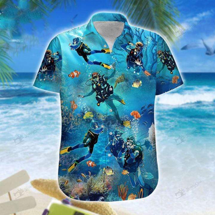 Amazing Coral Under Ocean Scuba Diving Unisex Hawaiian Shirts - Beach Shorts