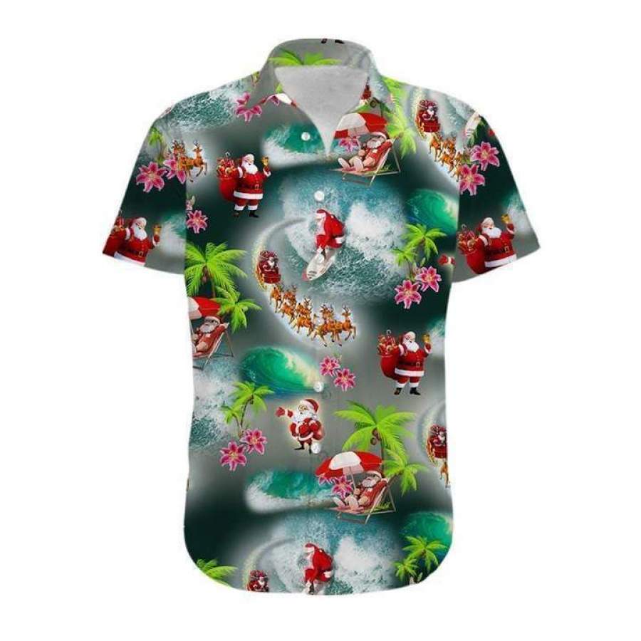 Santa Beach Christmas Hawaiian Aloha Shirts