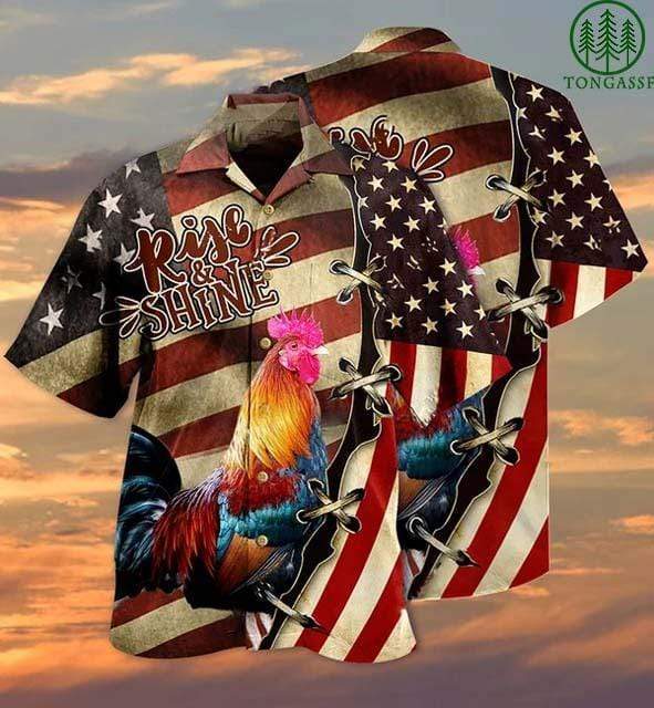 America Chicken Rise And Shine Hawaiian Aloha Shirts #Kv