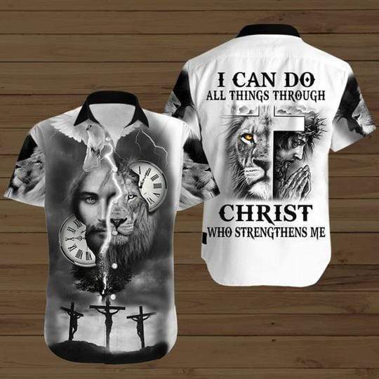 Christ and Lion I Can Do Hawaiian Aloha Shirt #V