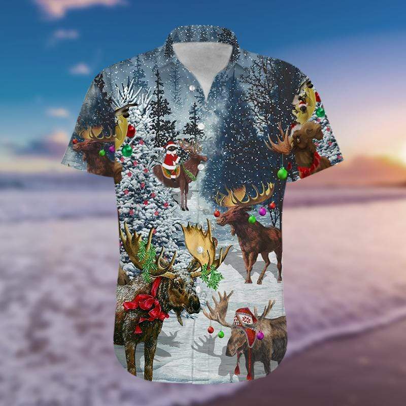 Christ Moose Merry Christmas Hawaiian Shirts 