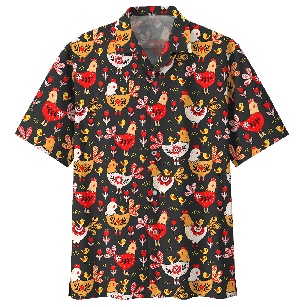 Chicken   Black Amazing Design Unisex Hawaiian Shirt 