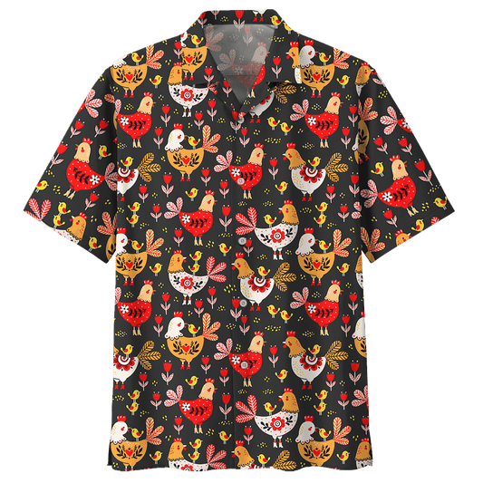 Chicken   Black Amazing Design Unisex Hawaiian Shirt 