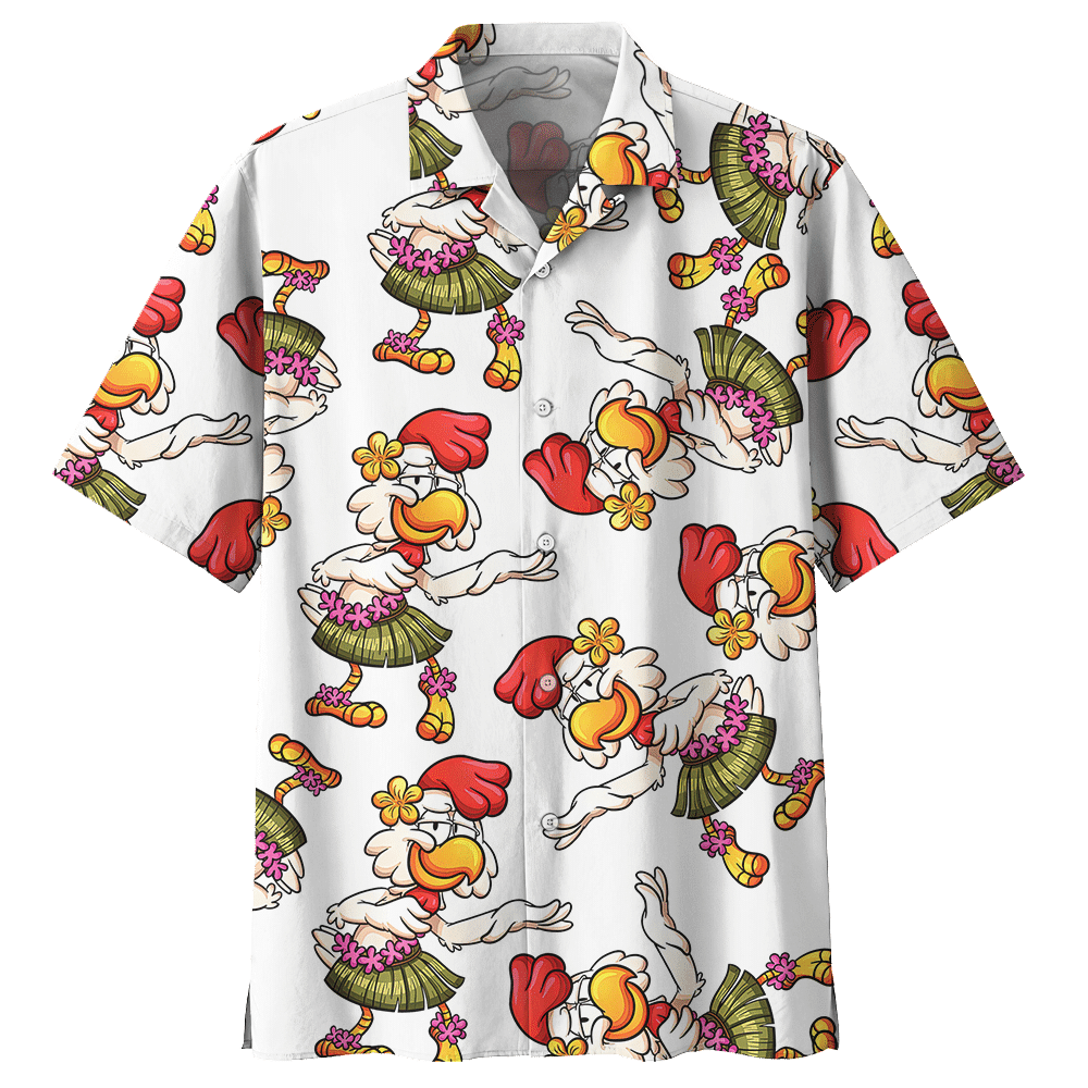 Chicken   White Unique Design Unisex Hawaiian Shirt 