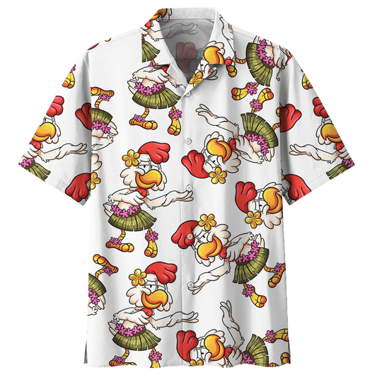 Chicken   White Unique Design Unisex Hawaiian Shirt 