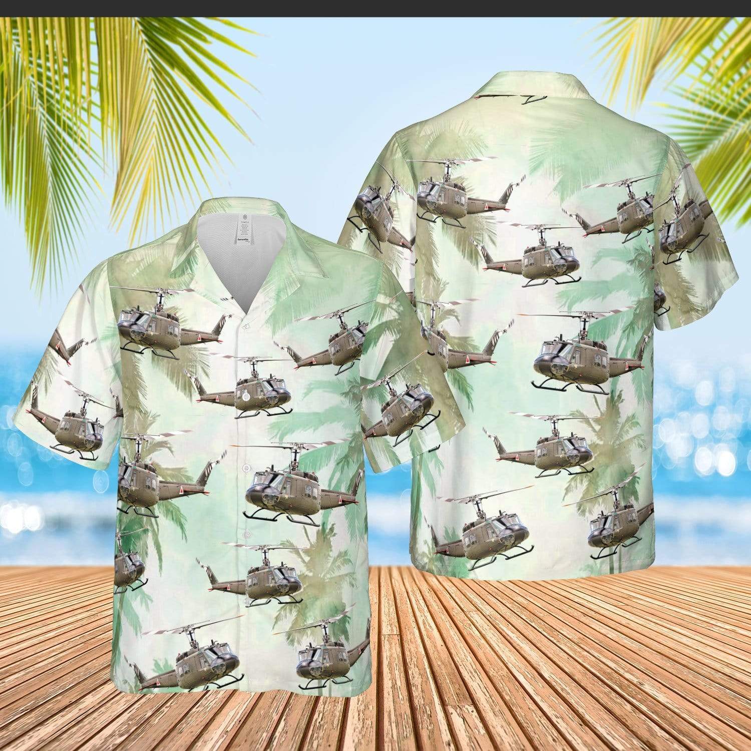 Hawaiian Aloha Shirts - Beach Shorts Us Army Uh-1 Huey #80621Kv