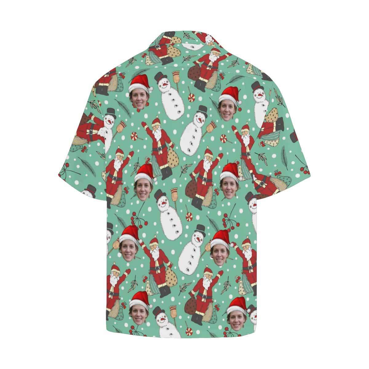 Custom Face Christmas Snowman Men's All Over Print Hawaiian Shirt