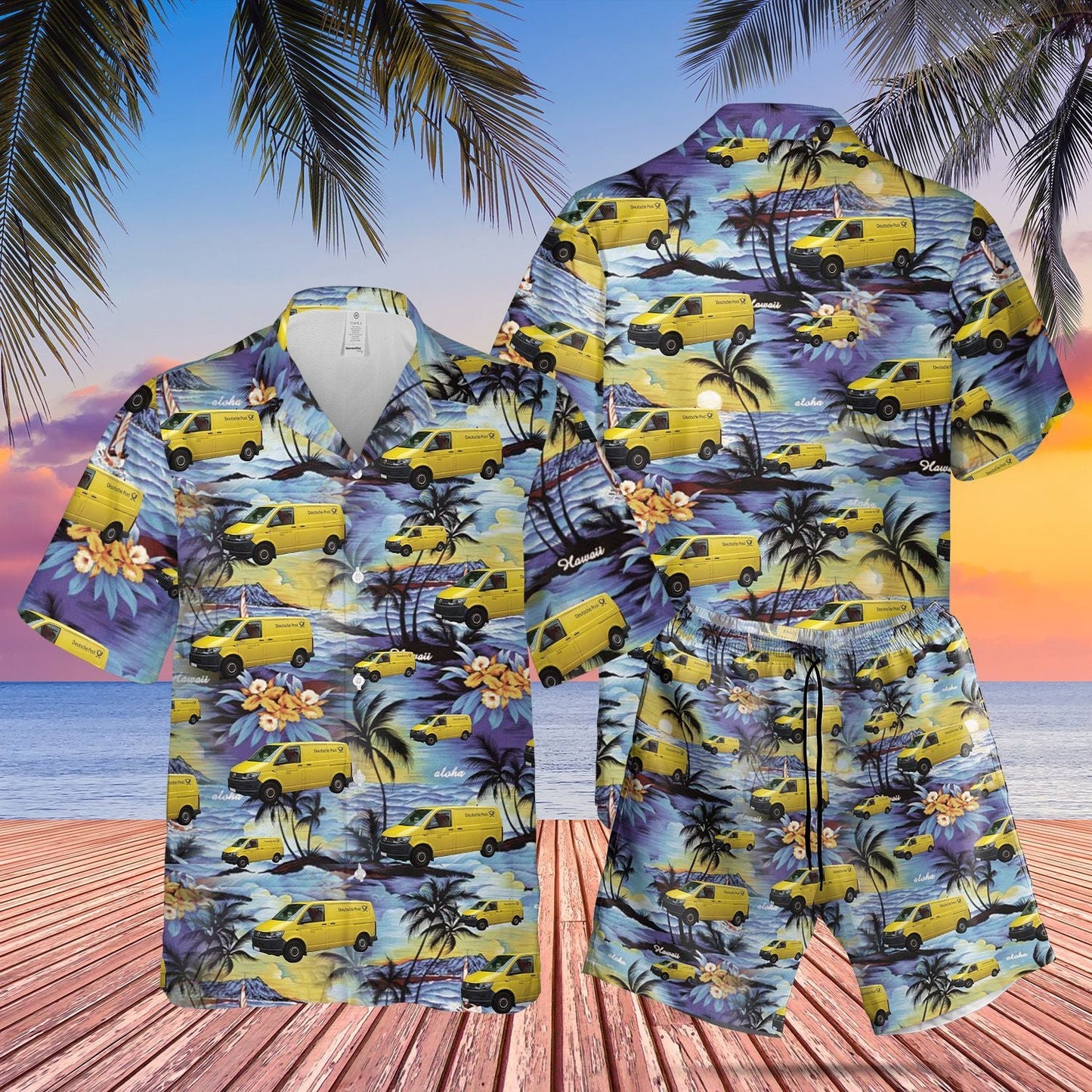 German Deutsche Post Delivery Van  Blue Nice Design Unisex Hawaiian Shirt For Men And Women Dhc17063285